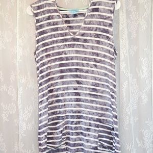 Blue tie dyed and white stripped hooded dress